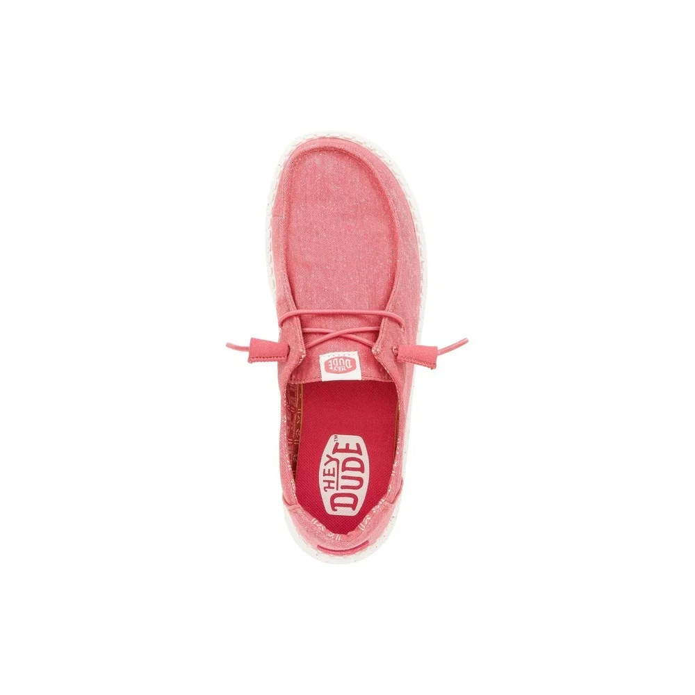 Hey Dude Women's Slip on Shoes Wendy Stretch Canvas Washed Red Size 8 New